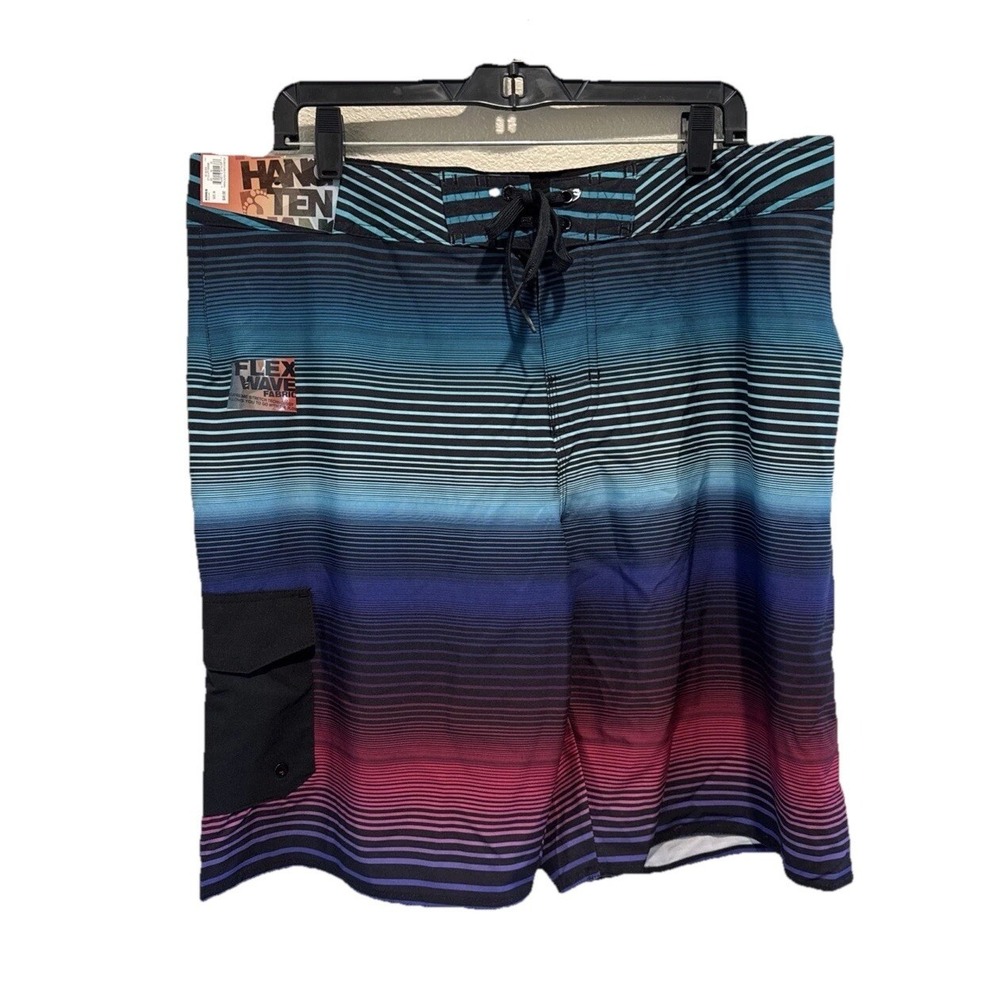 NWT HANG TEN Mens Swim Trunks Board Shorts Flex Wave 4-Way Stretch MENS SIZE 38
